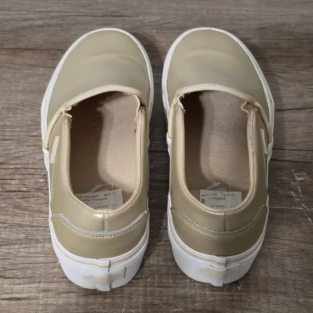 Vans Asher Platform Women's Slip-On Shoes Skeaners Size 7 Metallic Gold